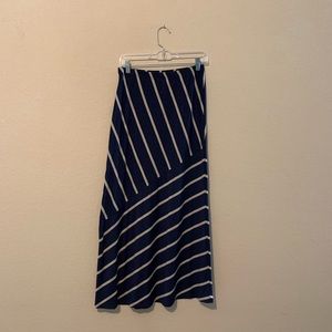 Blue & Cream Striped Maxi Skirt